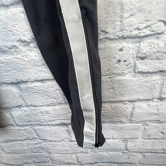 Athleta Women Black Tight White Side Stripe Ankle Zipper Workout Leggings Large - Picture 4 of 13